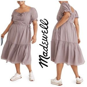 Madewell Square Neck Tiered Midi Dress XXL